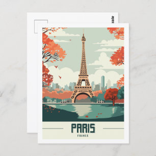 Postal Eiffel Tower Paris Francia Famoso lugar de viaje