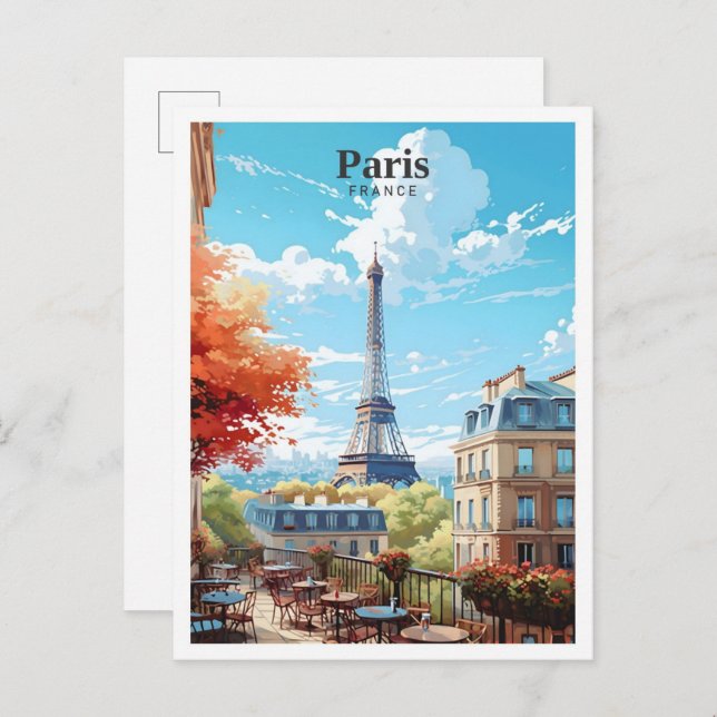 Postal Eiffel Tower Paris Francia Viaje de arte (Anverso / Reverso)