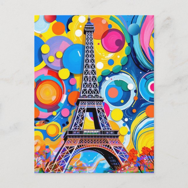 Postal Eiffel Tower Pop Art Post Card (Anverso)
