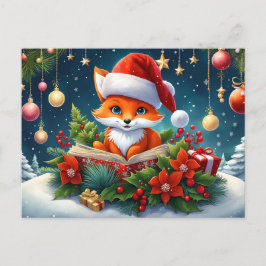 Postal Ein kleiner Fuchs als Weihnachtsmann verkleidet 3a