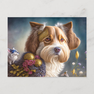 Postal Ein süßer Hund mit Goldschmuck