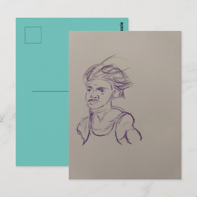 Postal Ejecuta el esbozo del lápiz del cuerpo superior (Anverso / Reverso)