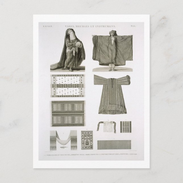 Postal Ejemplos de disfraces de seda y egipcia, de 'Desc' (Anverso)