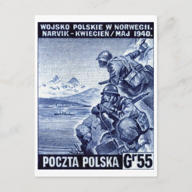 Postal Ejército polaco de la Segunda Guerra Mundial en Na (Anverso)