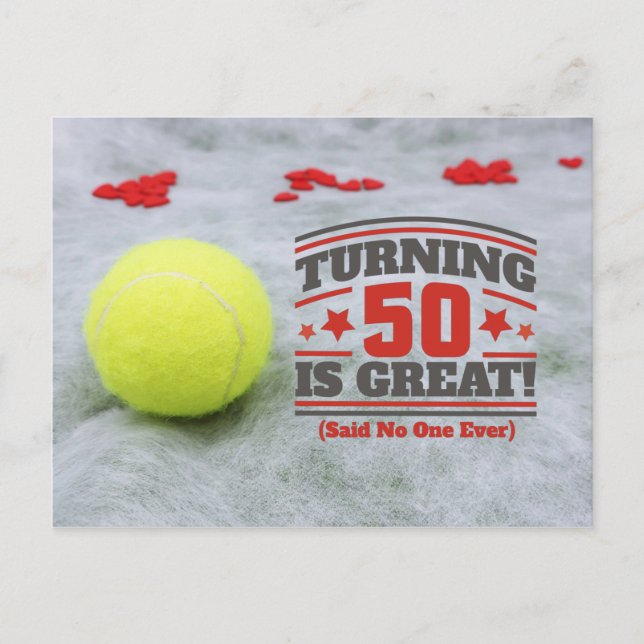 Postal El 50 aniversario del tenis es genial (Anverso)