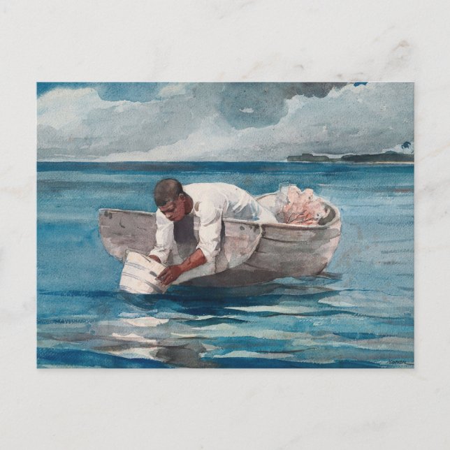 Postal El abanico de agua de Winslow Homer (Anverso)