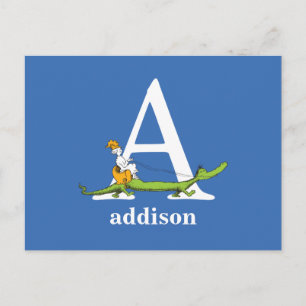 Postal El ABC de Dr. Seuss: Letra A - Blanco   Agrega tu 