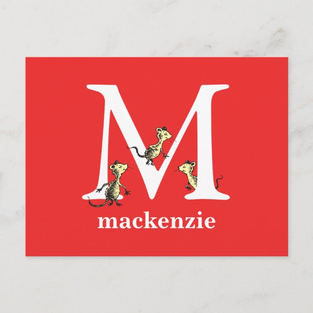 Postal El ABC de Dr. Seuss: Letra M - Blanco | Agrega tu  (Anverso)