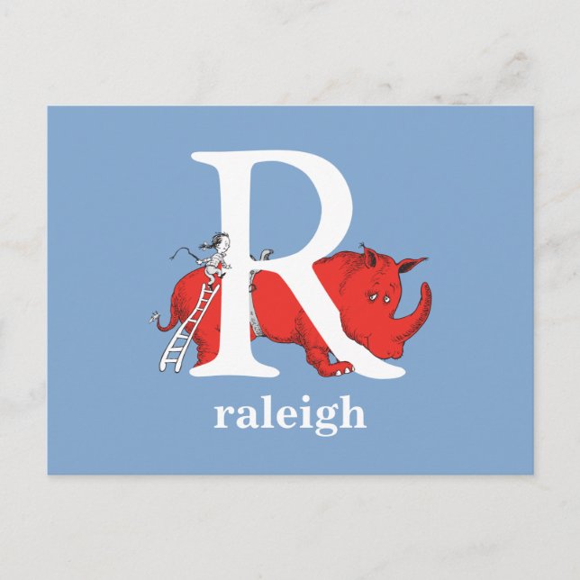 Postal El ABC de Dr. Seuss: Letra R - Blanco | Añade tu n (Anverso)