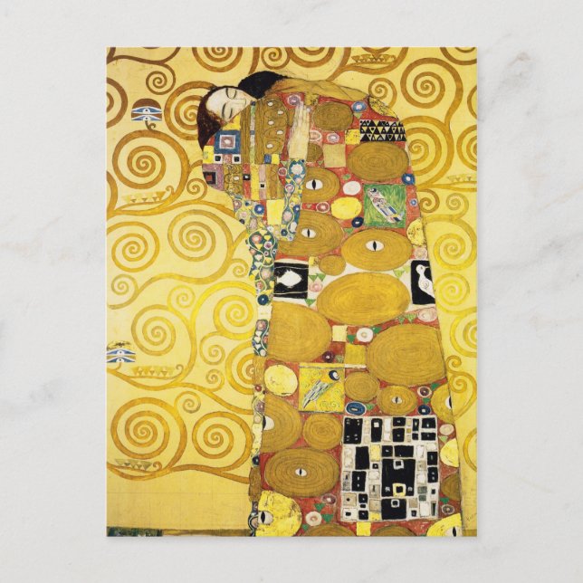 Postal El abrazo (cumplimiento) de Gustav Klimt (1905) (Anverso)