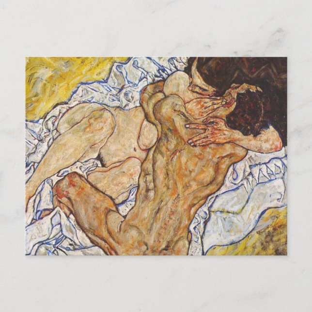 Postal El abrazo Egon Schiele (Anverso)