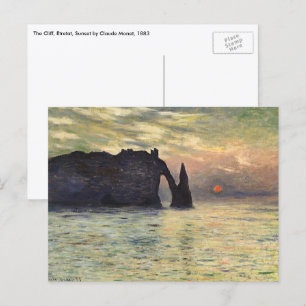 Postal El acantilado Etretat, el atardecer de Claude Mone
