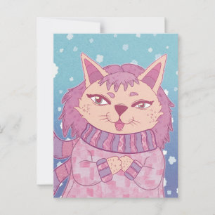 Postal El acogedor gato invernal