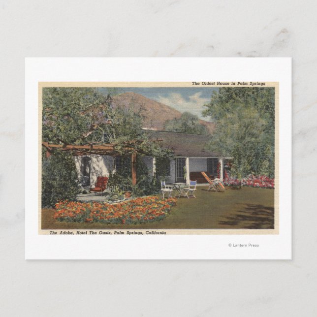 Postal El Adobe (la casa más antigua de Palm Springs) (Anverso)