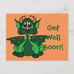 Postal El Adorable Dragón Verde Bebé Se Bien Pronto Posta