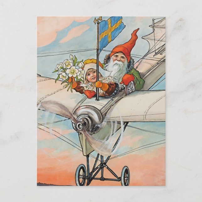 Postal “El aeroplano de Navidad” de Jenny Nystrom (Anverso)
