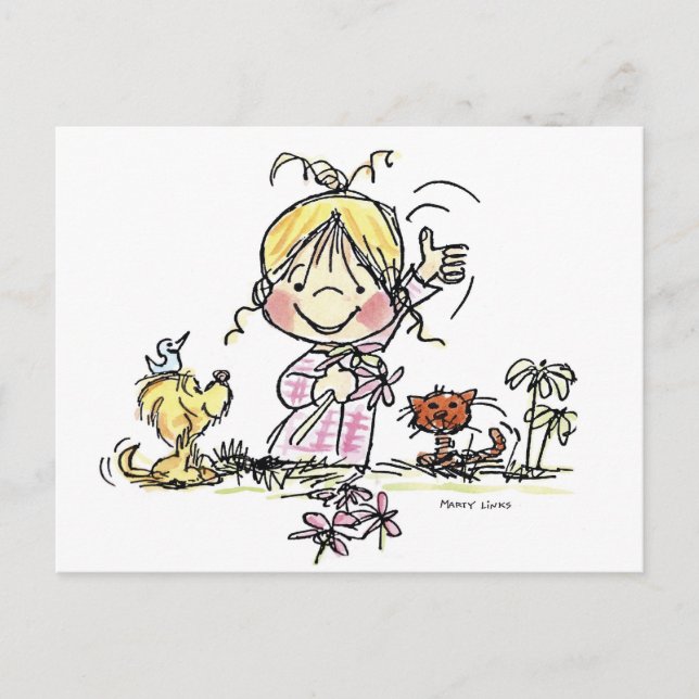 Postal El agitar del chica FL-001 (Anverso)