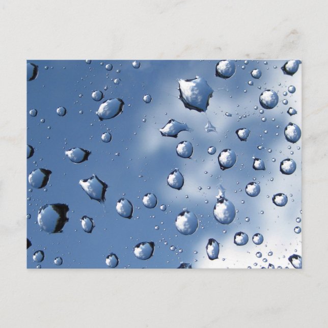 Postal El agua cae en la web araña contra el cielo azul (Anverso)