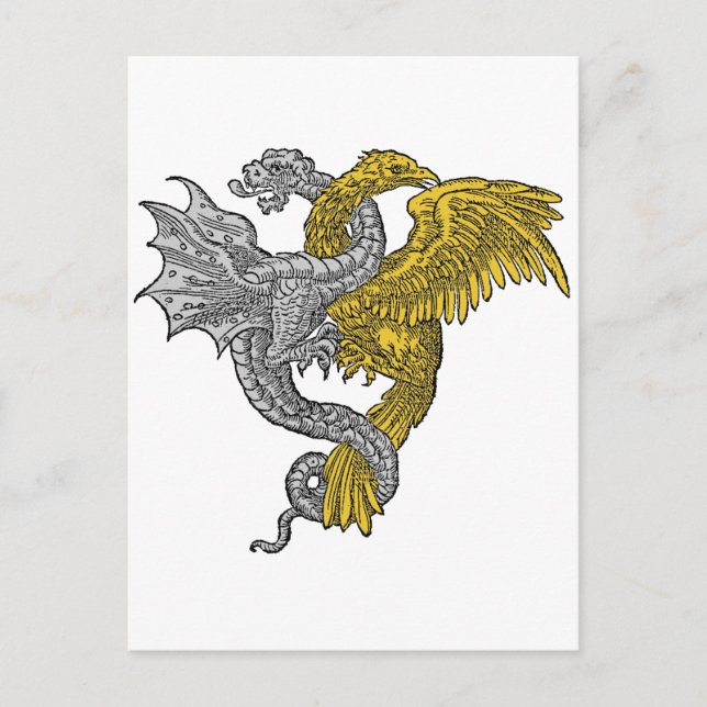 Postal El águila dorada y el dragón plateado entrelazados (Anverso)