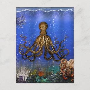 Postal El aire del pulpo - Colorido