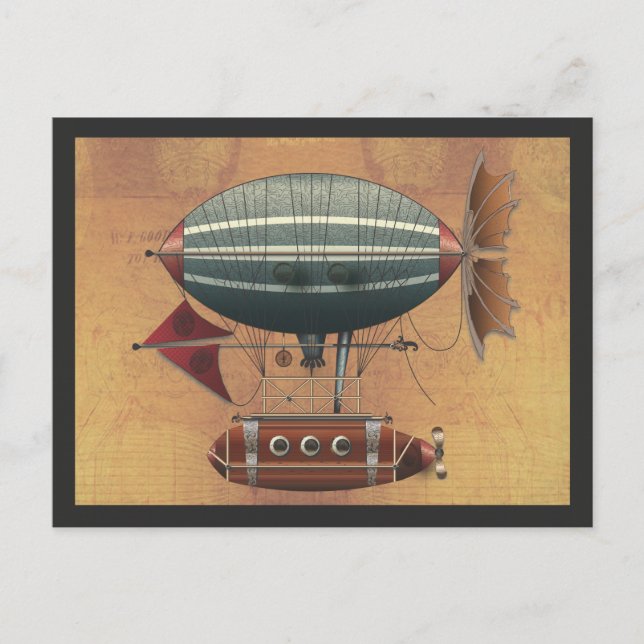 Postal El Airship Aleutian Steampunk Flying Machine (Anverso)