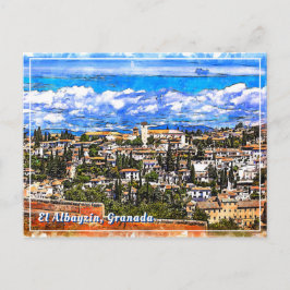 Postal El Albayzín, Granada, Andalucía, España.