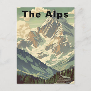 Postal El albergue de montaña de esquí de viaje Los Alpes