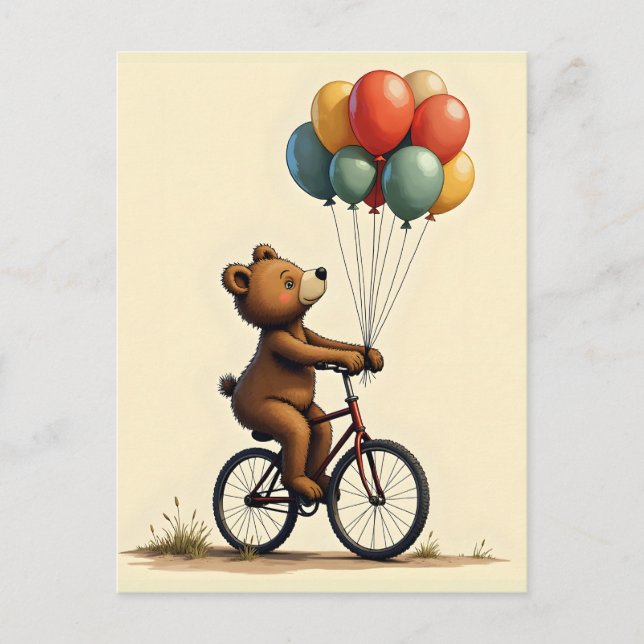 Postal El alegre viaje del oso (Anverso)