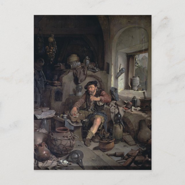 Postal El alquimista, 1663 (Anverso)