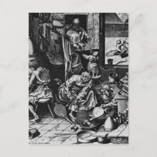 Postal El alquimista de Pieter Bruegel el anciano