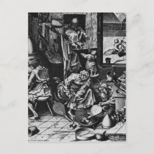 Postal El alquimista de Pieter Bruegel el Viejo