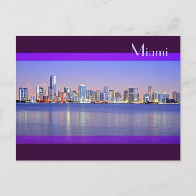 Postal El amanecer de la Ciudad Mágica: Miami, Florida (Anverso)