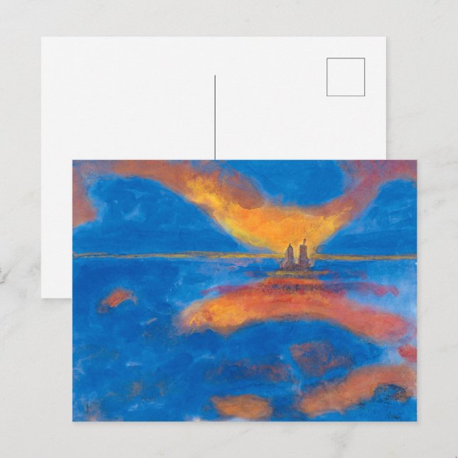 Postal El amanecer en el mar | Emil Nolde | (Anverso / Reverso)