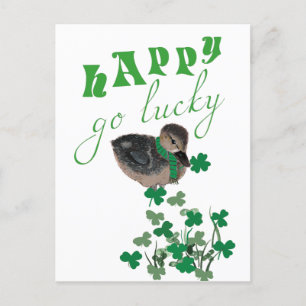 Postal El amante del pato Feliz Go Lucky St Patrick's Day