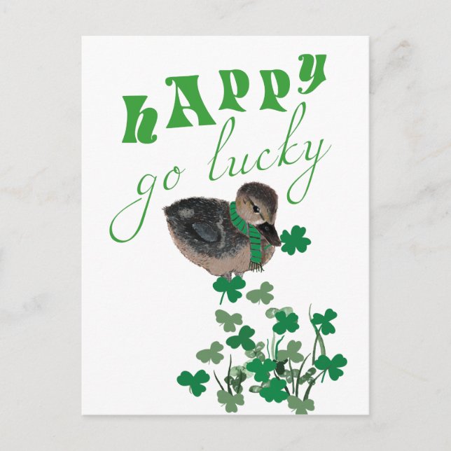 Postal El amante del pato Feliz Go Lucky St Patrick's Day (Anverso)