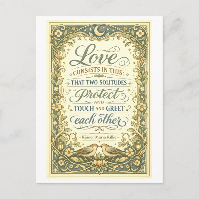 Postal "El Amor Consiste En Esto" Cita de Rilke (Anverso)