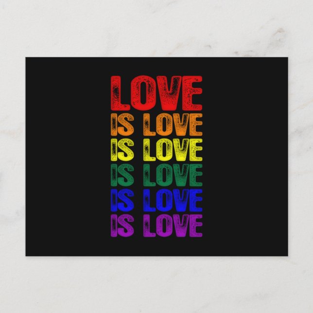 Postal El amor de LGBTQ es amor es amor (Anverso)