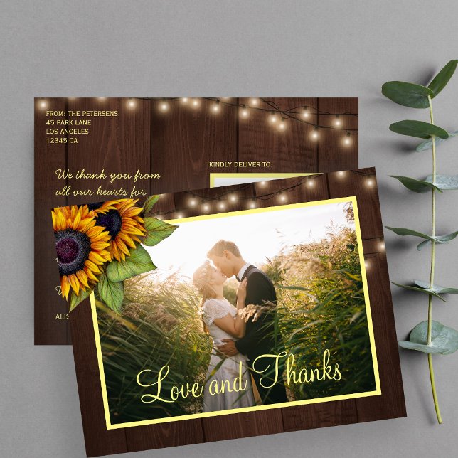 Postal El amor de los girasoles y gracias boda gracias (Subido por el creador)