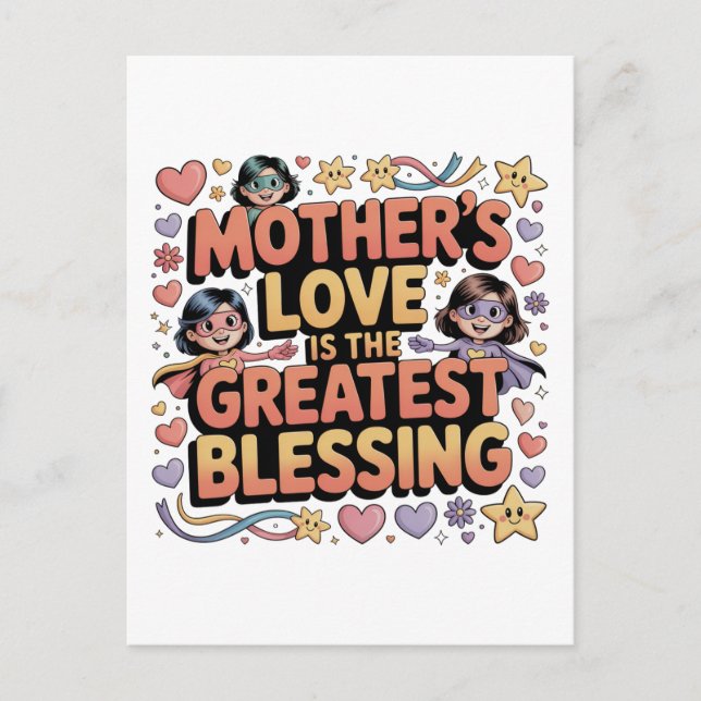 Postal El amor de una madre es la mayor bendición (Anverso)