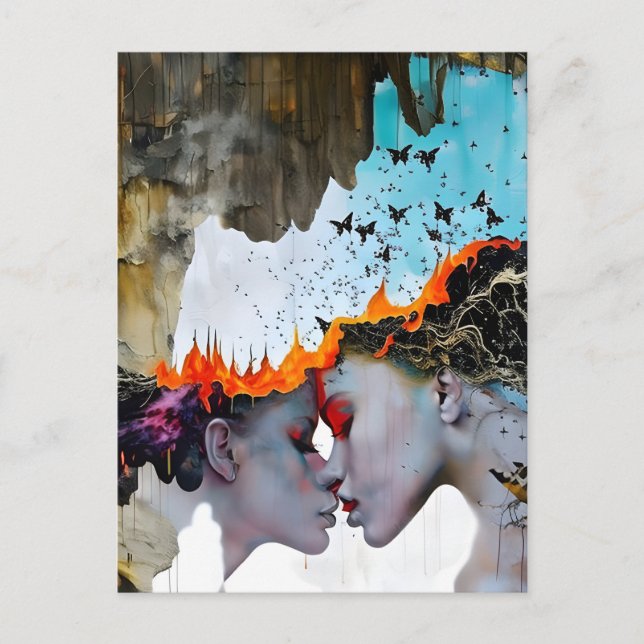 Postal El amor en el fuego (Anverso)