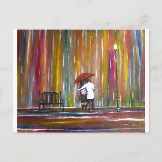 Postal El amor en la lluvia (Anverso)
