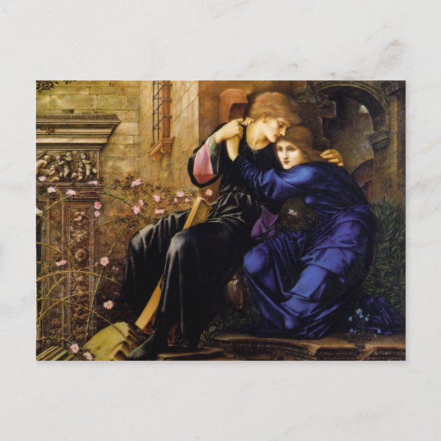 Postal El amor entre las ruinas - Edward Burne-Jones (Anverso)