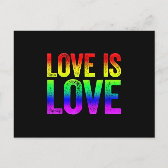 Postal El amor es amor comunidad LGBT Amo arcoiris LGBT (Anverso)