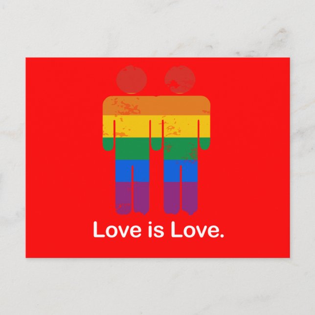 POSTAL EL AMOR ES AMOR DE LA PAREJA GAY (Anverso)
