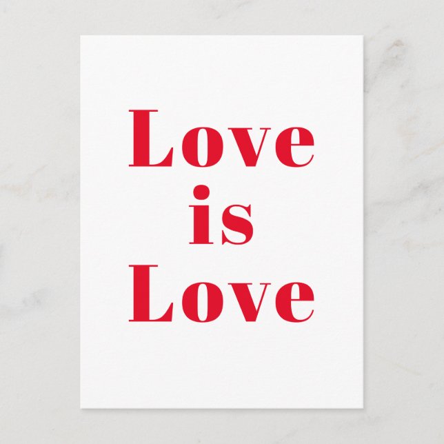 Postal "El amor es amor" rojo blanco (Anverso)