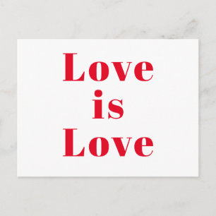 Postal "El amor es amor" rojo blanco