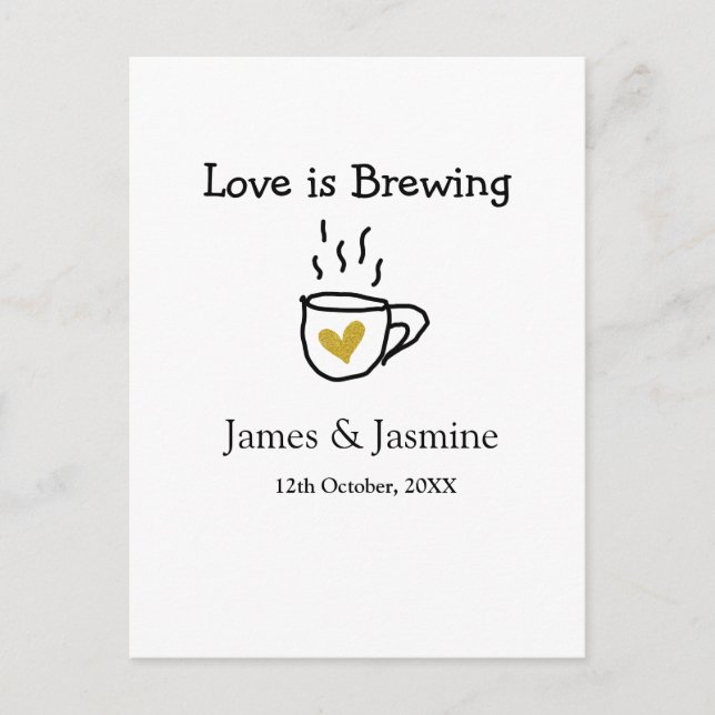 Postal El amor es Breaking coffee mug nombre de pareja de (Anverso)
