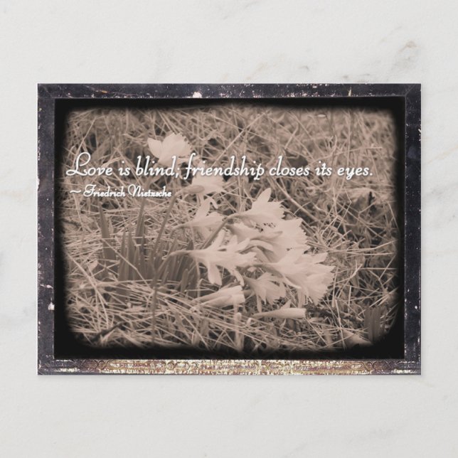 Postal El amor es ciego, la amistad cierra los ojos (Anverso)