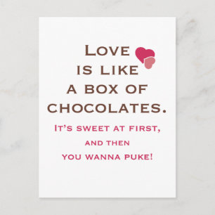 Postal El amor es como una caja de chocolate
