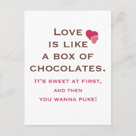 Postal El amor es como una caja de chocolate